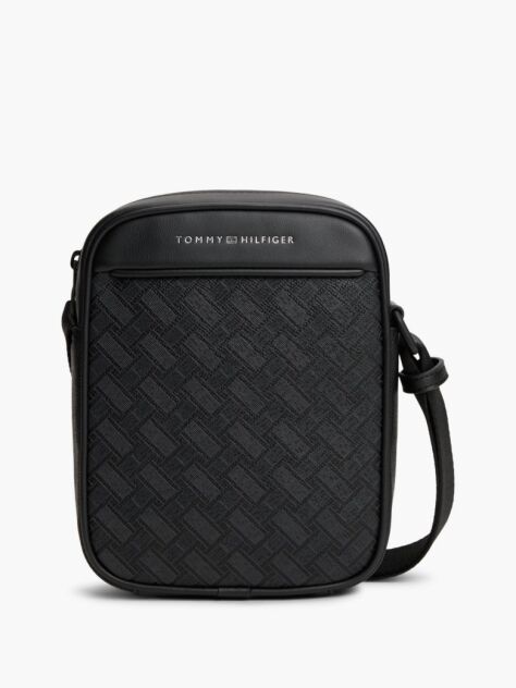 Black Modern Textured Flag Crossbody Reporter Bag  Men