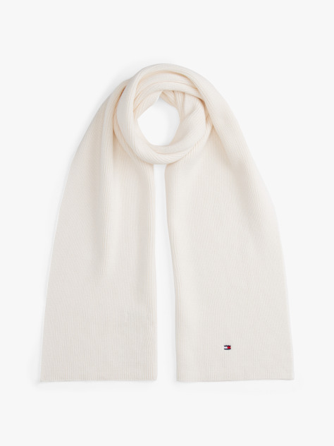 White Kids’ Rib-Knit Scarf  Kids Unisex