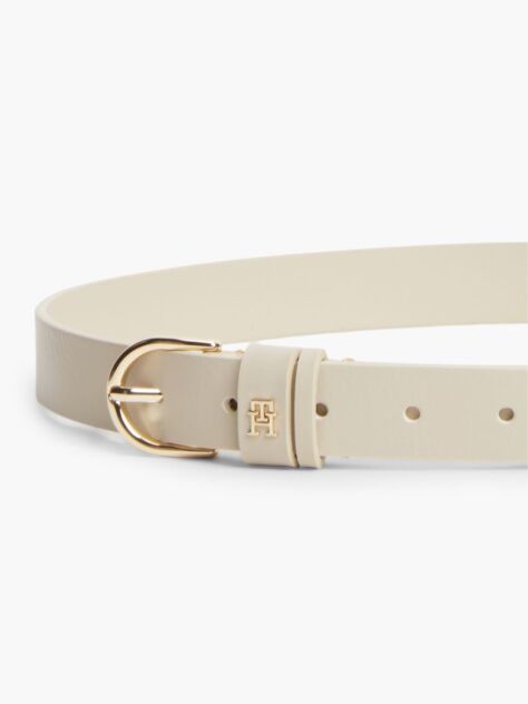 Beige Essential TH Monogram Leather Belt  Women