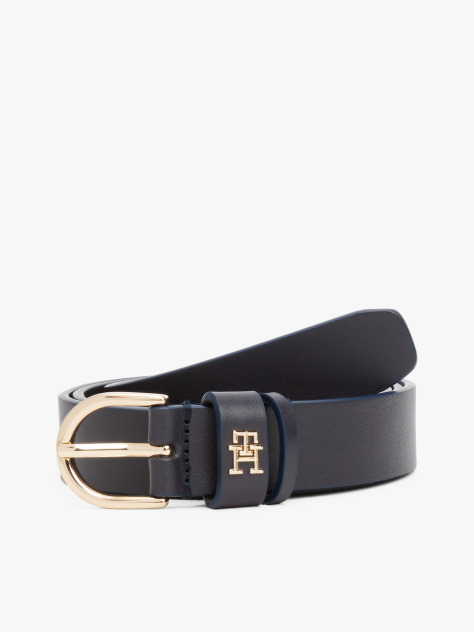 Blue Essential TH Monogram Leather Belt  Women