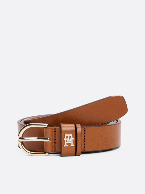 Brown Essential TH Monogram Leather Belt  Women