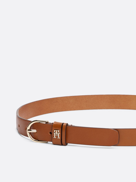 Brown Essential TH Monogram Leather Belt  Women