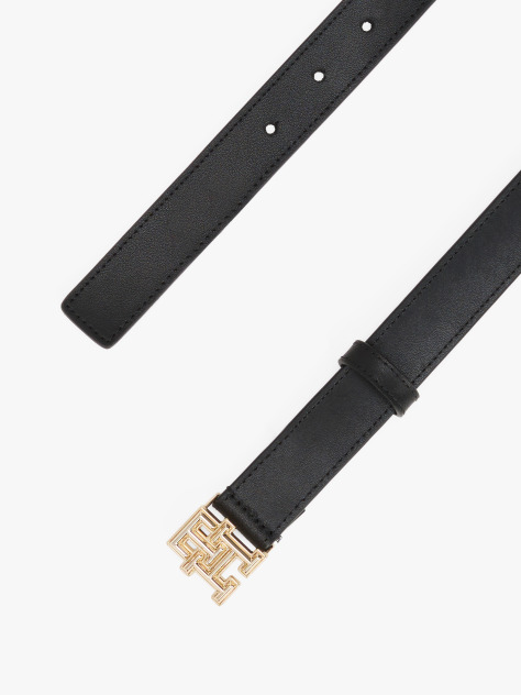 Black TH Monogram Leather Belt  Women