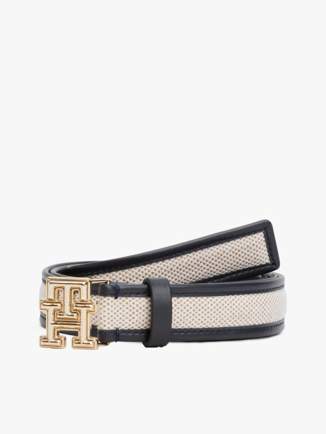Blue TH Monogram Leather Belt  Women