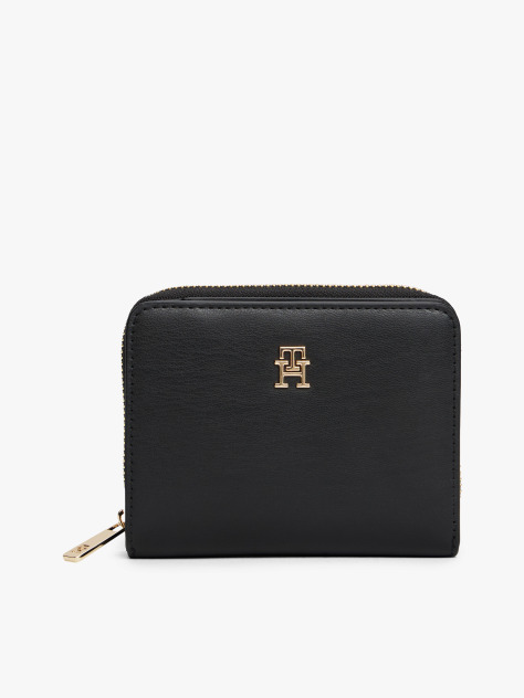 Μαύρο TH Monogram Πορτοφόλι Με Κλείσιμο Flap Και Φερμουάρ  Γυναίκες