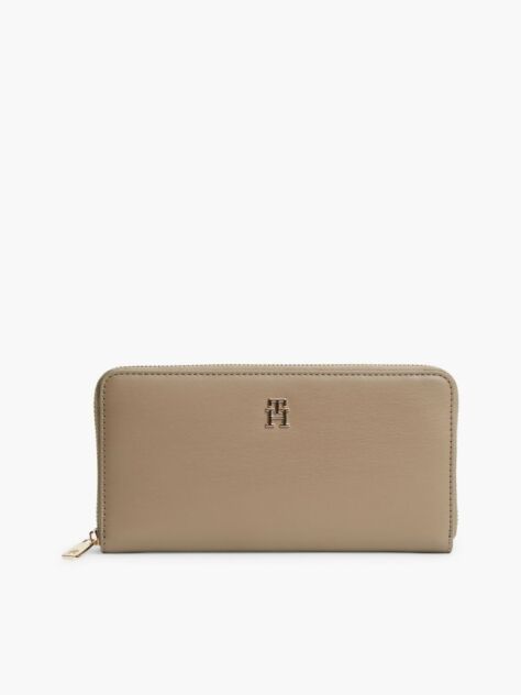 Beige TH Monogram Zip-Around Wallet  Women