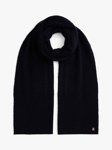 Μπλε Chic Fluffy Κασκόλ Με Cable Πλέξη  Γυναίκες