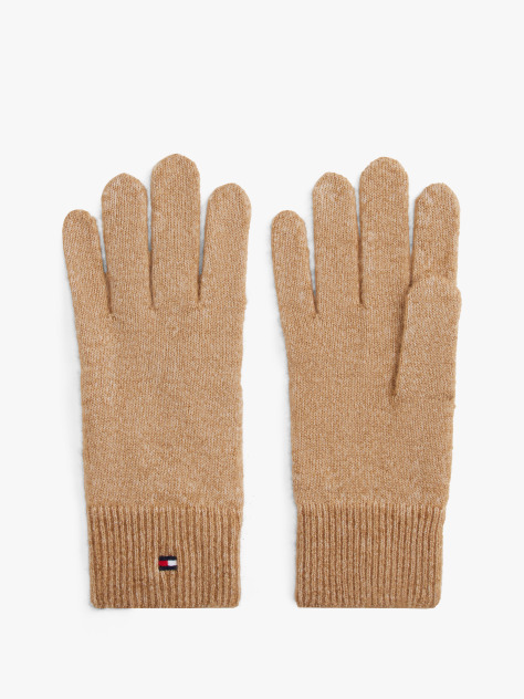 Brown Hilfiger Flag Fluffy Knit Gloves  Women