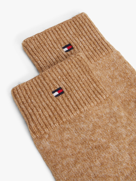 Brown Hilfiger Flag Fluffy Knit Gloves  Women