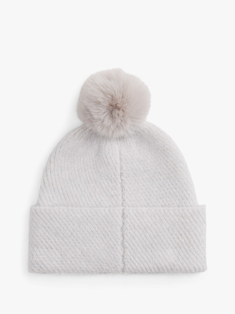 Grey Chic Metallic Pom Pom Beanie  Women