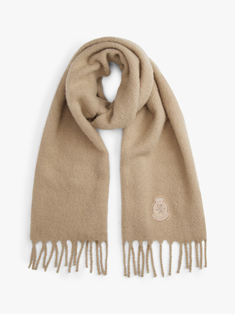 Beige TH Crest Houndstooth Wool Blend Fluffy Scarf  Women