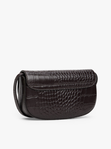 Brown Croco-Print Leather Crossbody Bag  Women