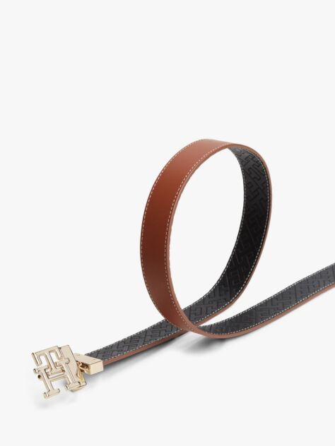 Multi TH Monogram Buckle Reversible Leather Belt  Women
