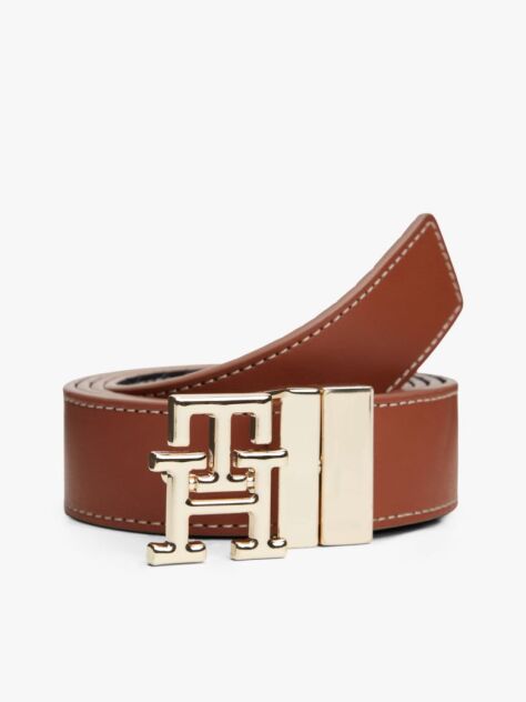 Multi TH Monogram Buckle Reversible Leather Belt  Women
