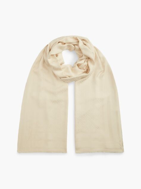 Beige TH Monogram Scarf With Wool  Women