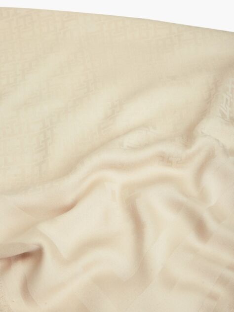 Beige TH Monogram Scarf With Wool  Women