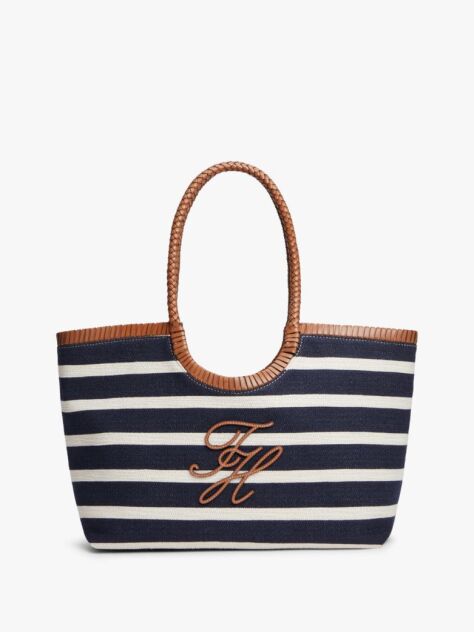 Multi Stripe Textured Logo Tote Bag  Women
