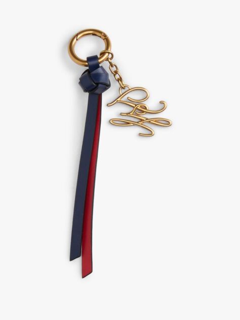 Red Logo Charm Leather Keychain  Women