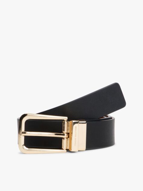Multi Rectangular Buckle Reversible Leather Belt  Women