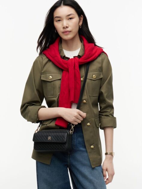 Black Hilfiger Icon Debossed Crossbody Camera Bag  Women