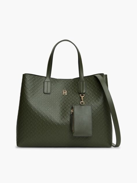 Green Hilfiger Icon Debossed Coin Purse Satchel  Women