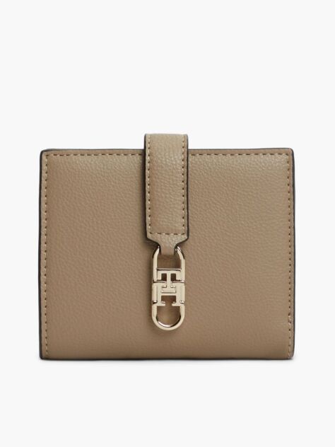 Beige TH Monogram Plaque Bifold Wallet  Women