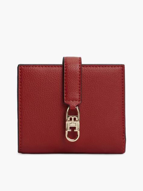 Red TH Monogram Plaque Bifold Wallet  Women