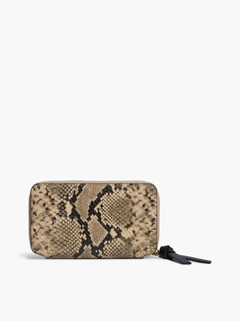 Multi Leather Snake Print Zip-Around Wallet  Women