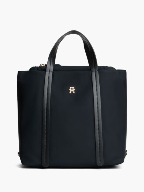 Black TH Monogram Convertible Tote Bag Backpack  Women