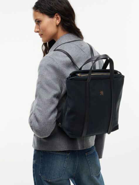 Black TH Monogram Convertible Tote Bag Backpack  Women