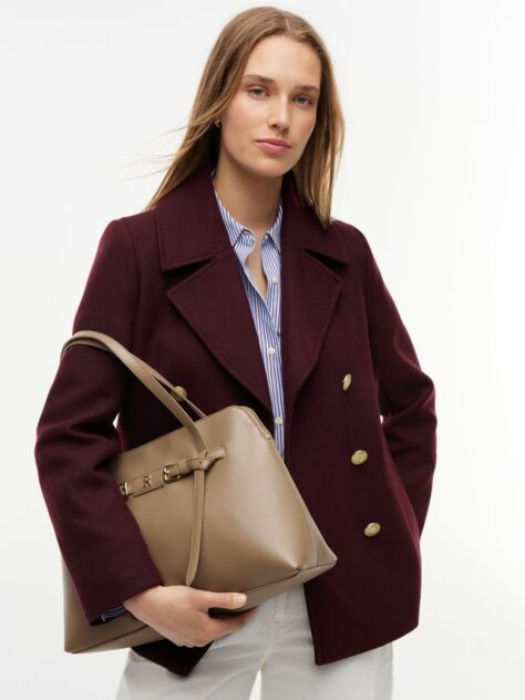 Beige Buckle Strap Tote Bag  Women