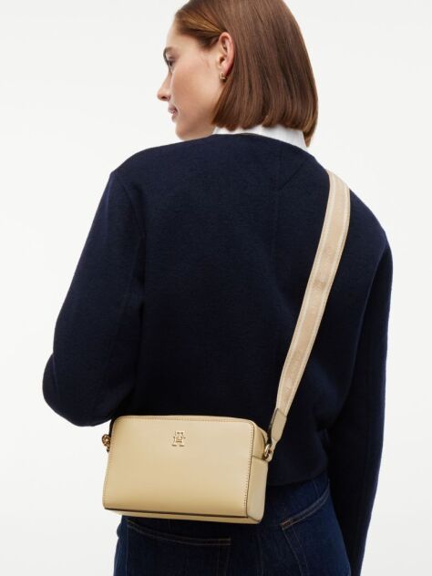 Beige Repeat Logo Strap Crossbody Camera Bag  Women