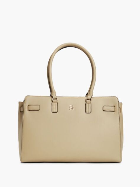 Beige TH Monogram Plaque Tote Bag  Women