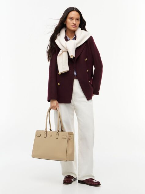Beige TH Monogram Plaque Tote Bag  Women