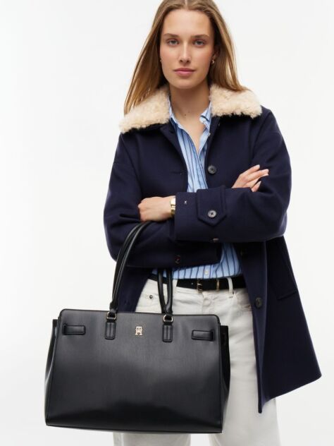 Black TH Monogram Plaque Tote Bag  Women