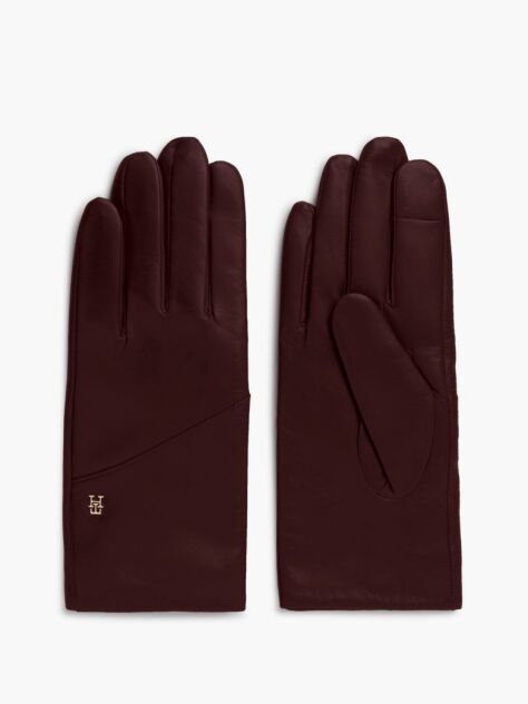 Red Chic TH Monogram Leather Gloves  Women