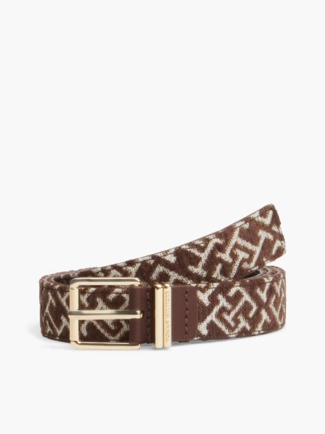 Beige TH Monogram Jacquard Square Buckle Belt  Women