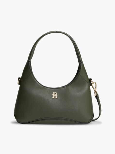 Green TH Monogram Plaque Crossbody Hobo Bag  Women
