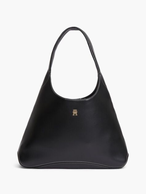 Black Zip Pocket TH Monogram Hobo Bag  Women