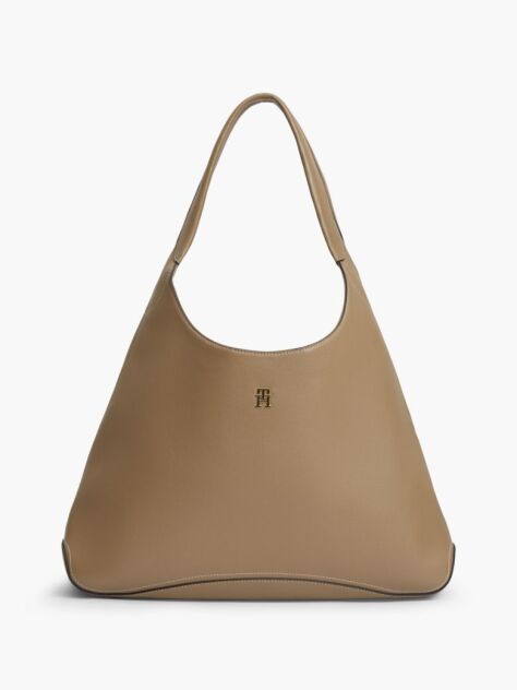 Beige Zip Pocket TH Monogram Hobo Bag  Women