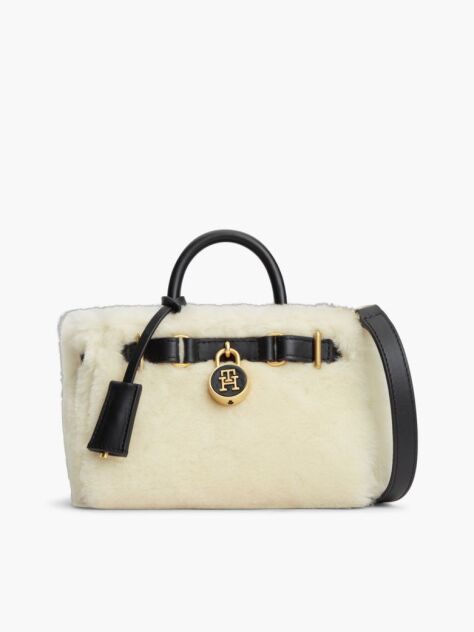 Beige The American Icon Leather Shearling Tote Bag  Women