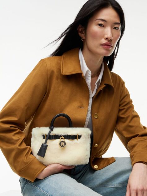 Beige The American Icon Leather Shearling Tote Bag  Women