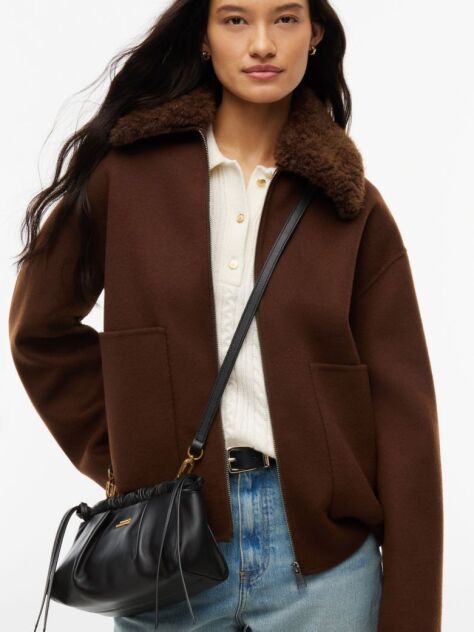 Black Soft Leather Logo Crossbody Bag  Women