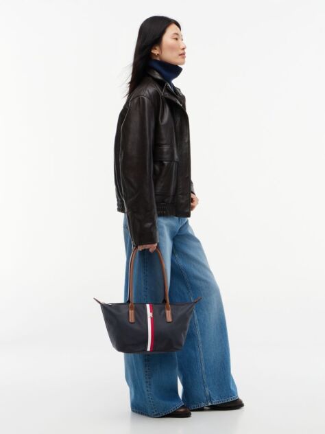 Blue Popette Global Stripe Elongated Tote Bag  Women