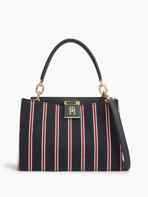 Blue Global Stripe TH Monogram Satchel  Women