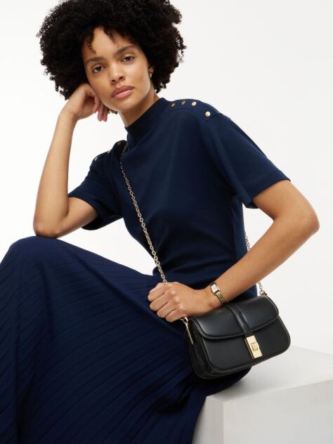 Black Heritage TH Monogram Chain Crossbody Bag  Women