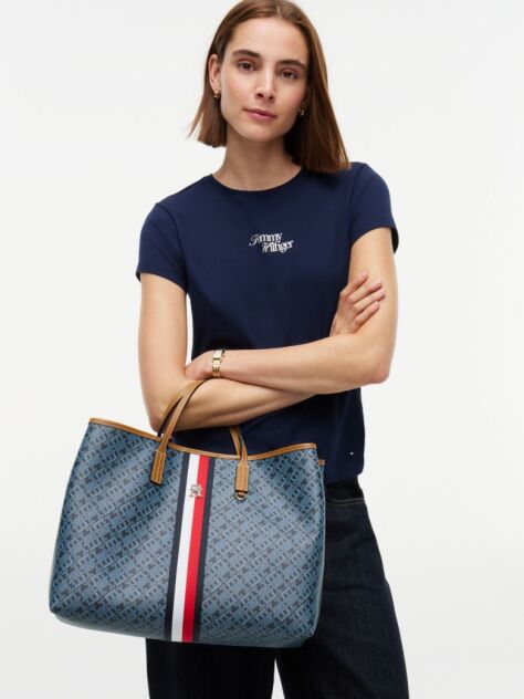 Blue TH Monoplay Global Stripe Crossbody Satchel  Women