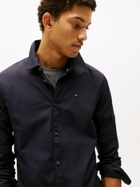 Black Stretch Slim Fit Shirt  Men