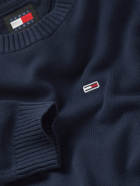 Blue Cotton Crewneck Jumper  Men