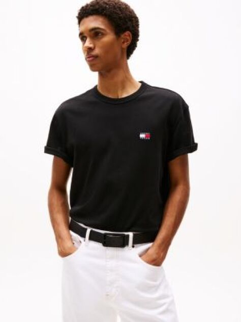 Μαύρο T-Shirt Με Σήμα Tommy Και Κανονική Λαιμόκοψη  Άνδρες
